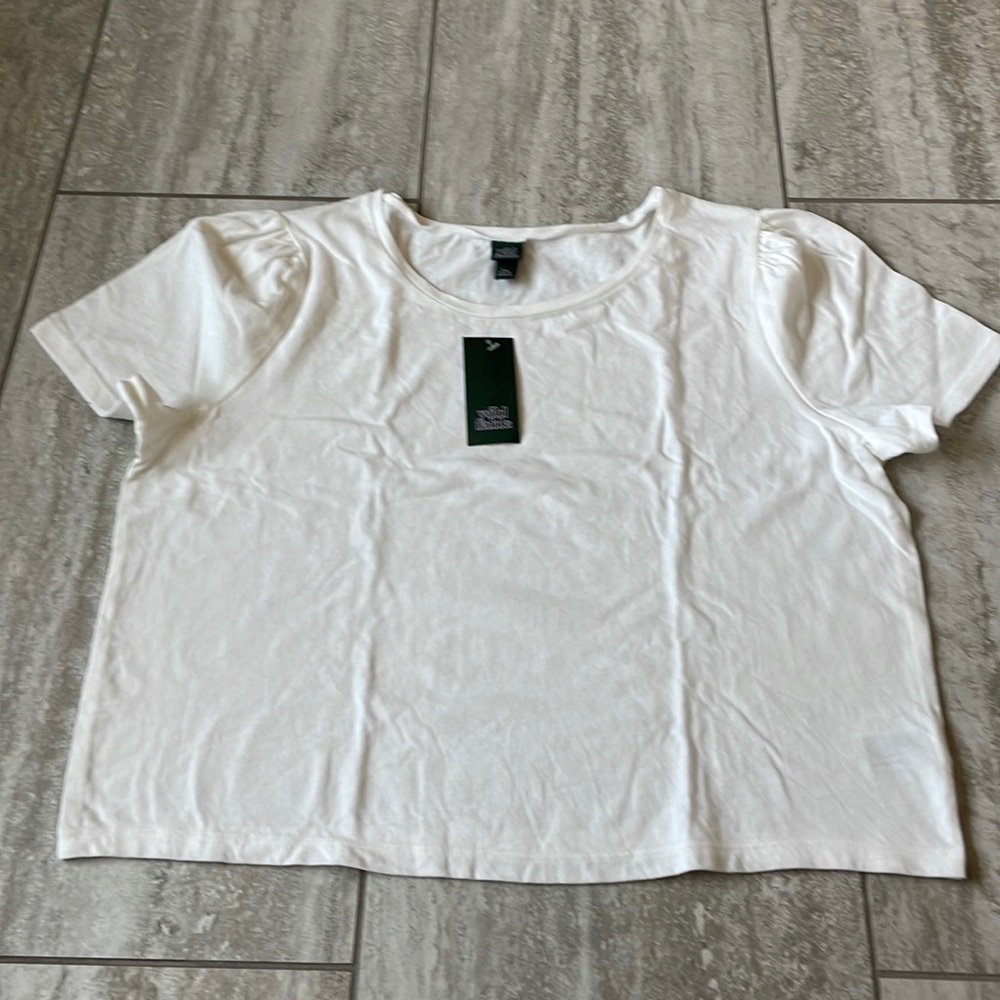 Wild Fable XXL white round neck puffed short sleeves for women